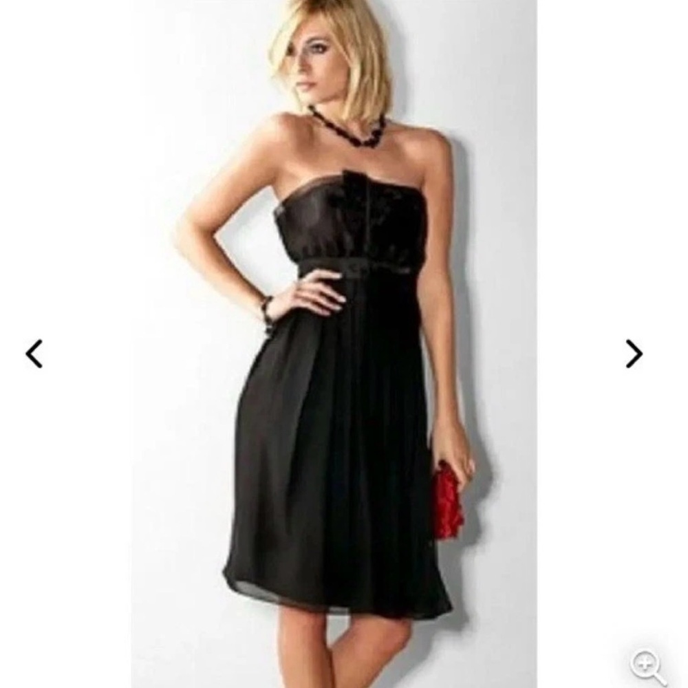 White House Black Market Pleated Strapless Formal Cocktail Dress Size 8